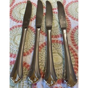 Yamazaki Cara Dinner Knife Gold Accent Glossy Stainless Japan Flatware Set‎ Of 4